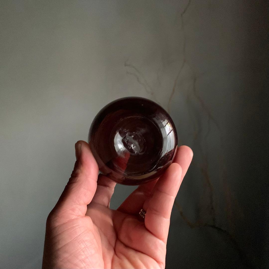 紫ガラス 塩笥形 大盃 ぐい呑み 酒器 大正〜昭和 古道具 アンティーク