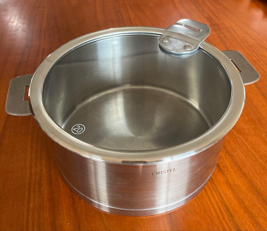 CRISTEL クリステル Ｌシリーズ鍋＆フラットガラス蓋　20センチ　中古