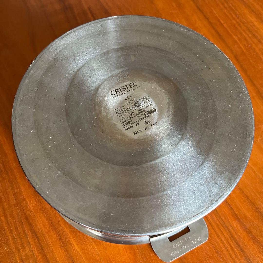 CRISTEL クリステル Ｌシリーズ鍋＆フラットガラス蓋　20センチ　中古