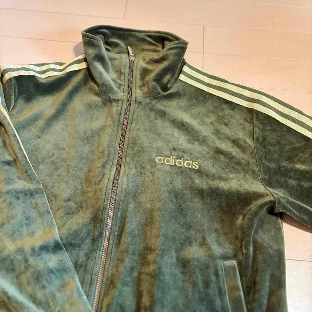 【レア】adidas アディダス ベロア トラックジャケット グリーン Sサイズ