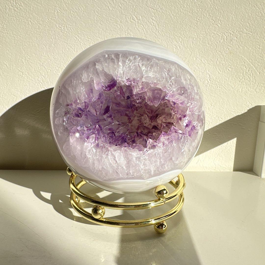 【特大✨】アメジスト瑪瑙　笑口　スフィア　天然石