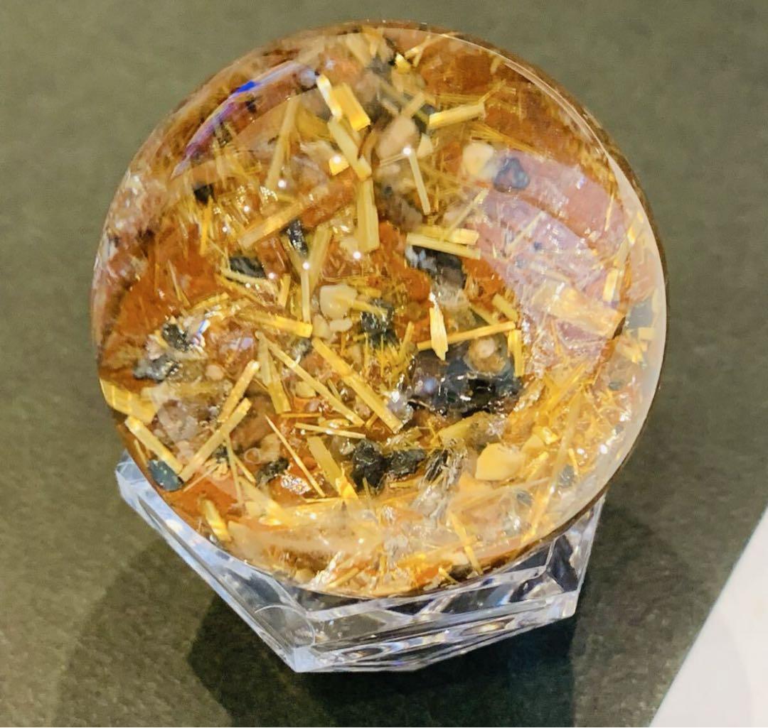 ⭐*️様 タイチンルチル　パイライト共生　ガーデンクォーツスフィア　45ミリ B