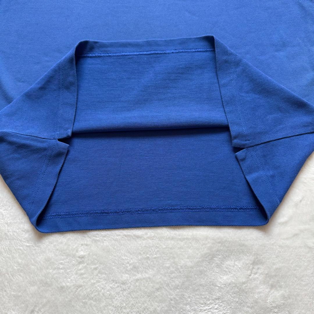 人気！モンクレール ポロシャツ メンズ M ブルー トリコロールライン ロゴ刺繍