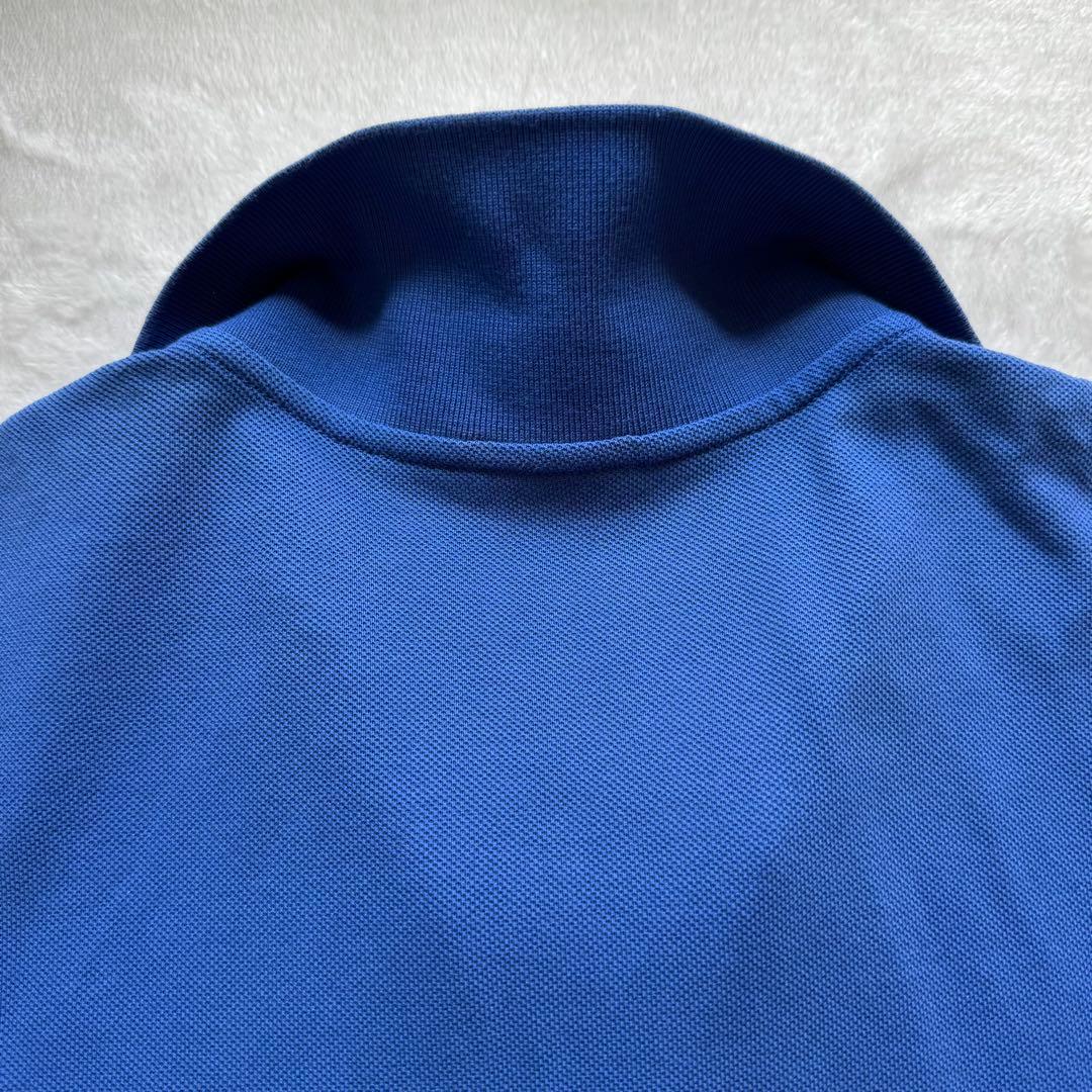 人気！モンクレール ポロシャツ メンズ M ブルー トリコロールライン ロゴ刺繍