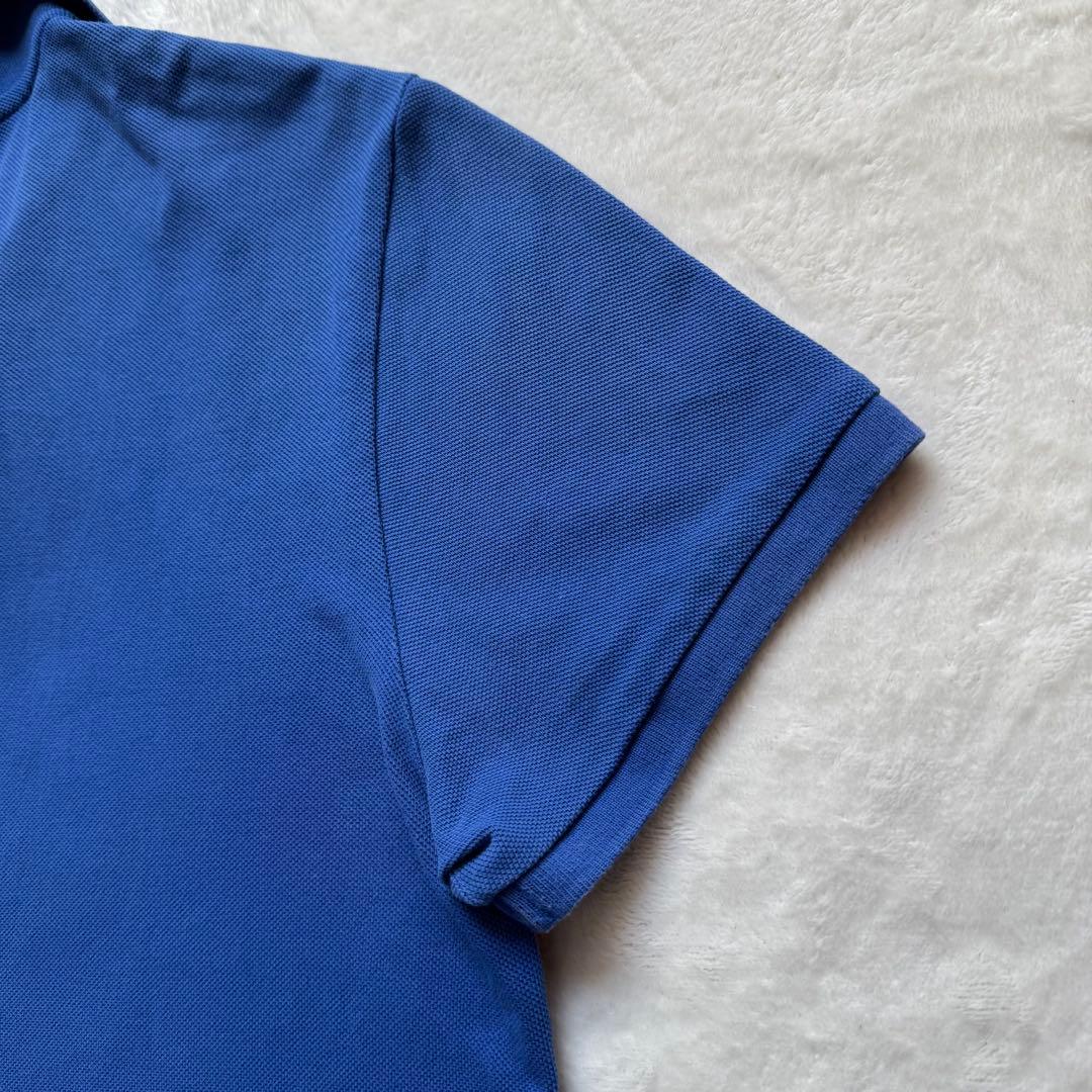 人気！モンクレール ポロシャツ メンズ M ブルー トリコロールライン ロゴ刺繍