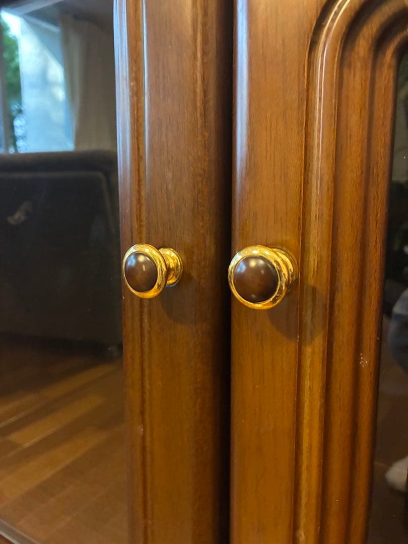 木製キャビネット ガラス扉付 アンティークオールド