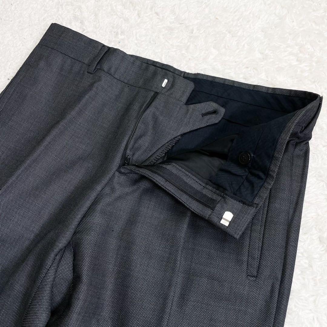 美品PRADA スーツ 46-8C チャコールグレー バーズアイ イタリア製