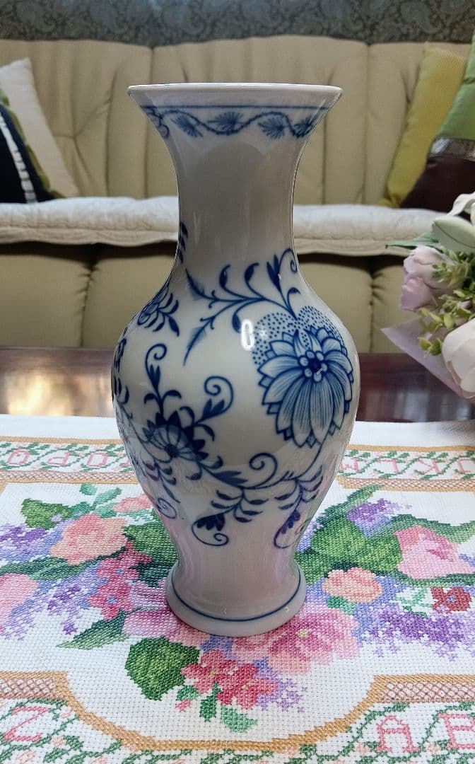 マイセン花瓶　ブルーオニオン