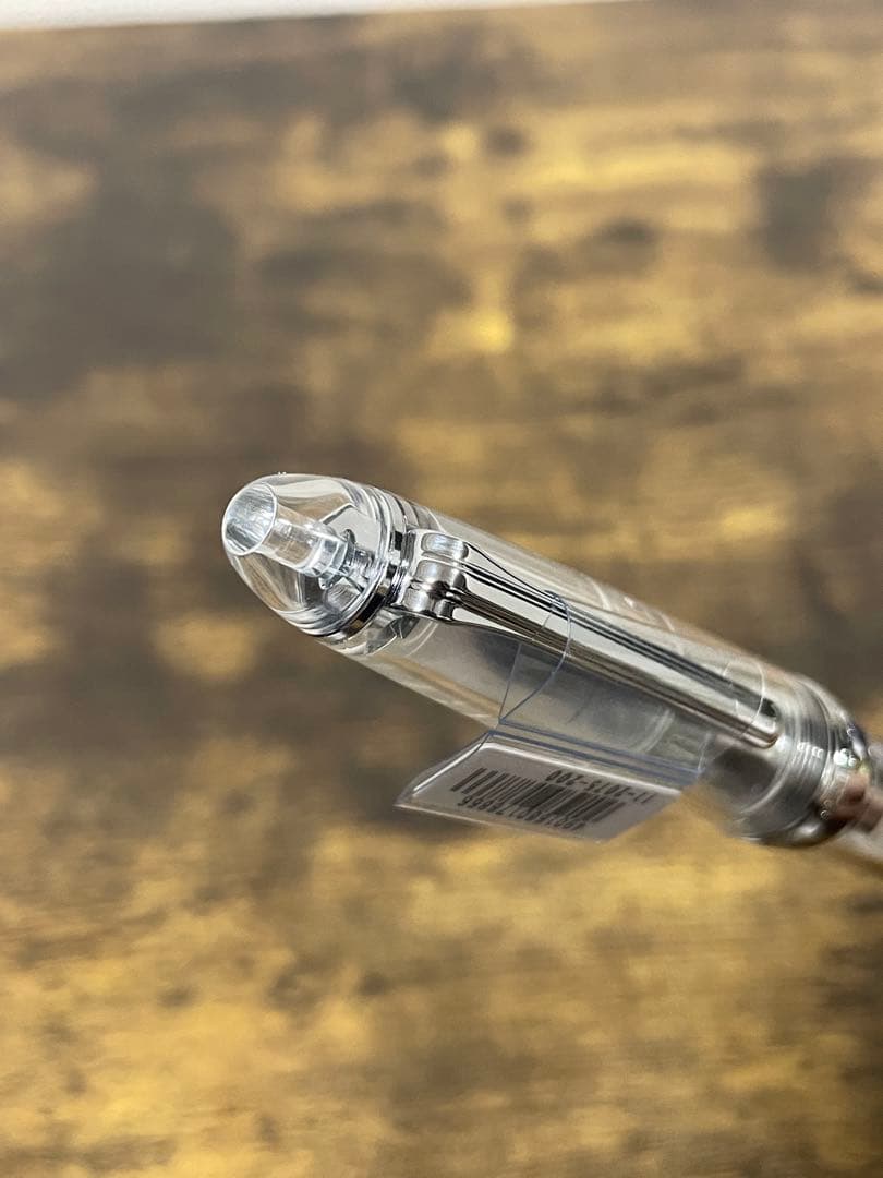 未使用　タグ付　透明軸　21金　字幅F　万年筆　銀　備品あり　デモンストレーター