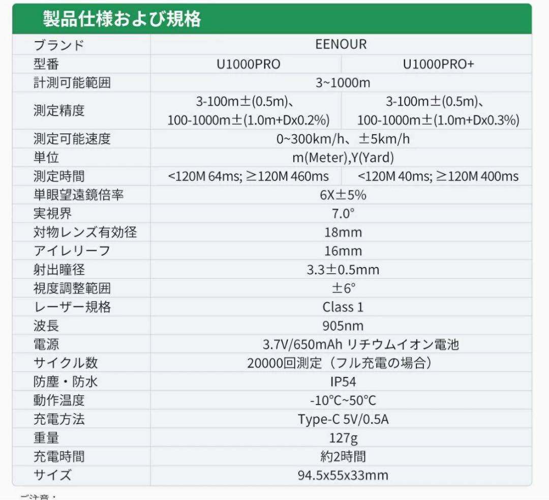 EENOUR U1000PRO+ ゴルフ レーザー距離計 ホワイト 距離計