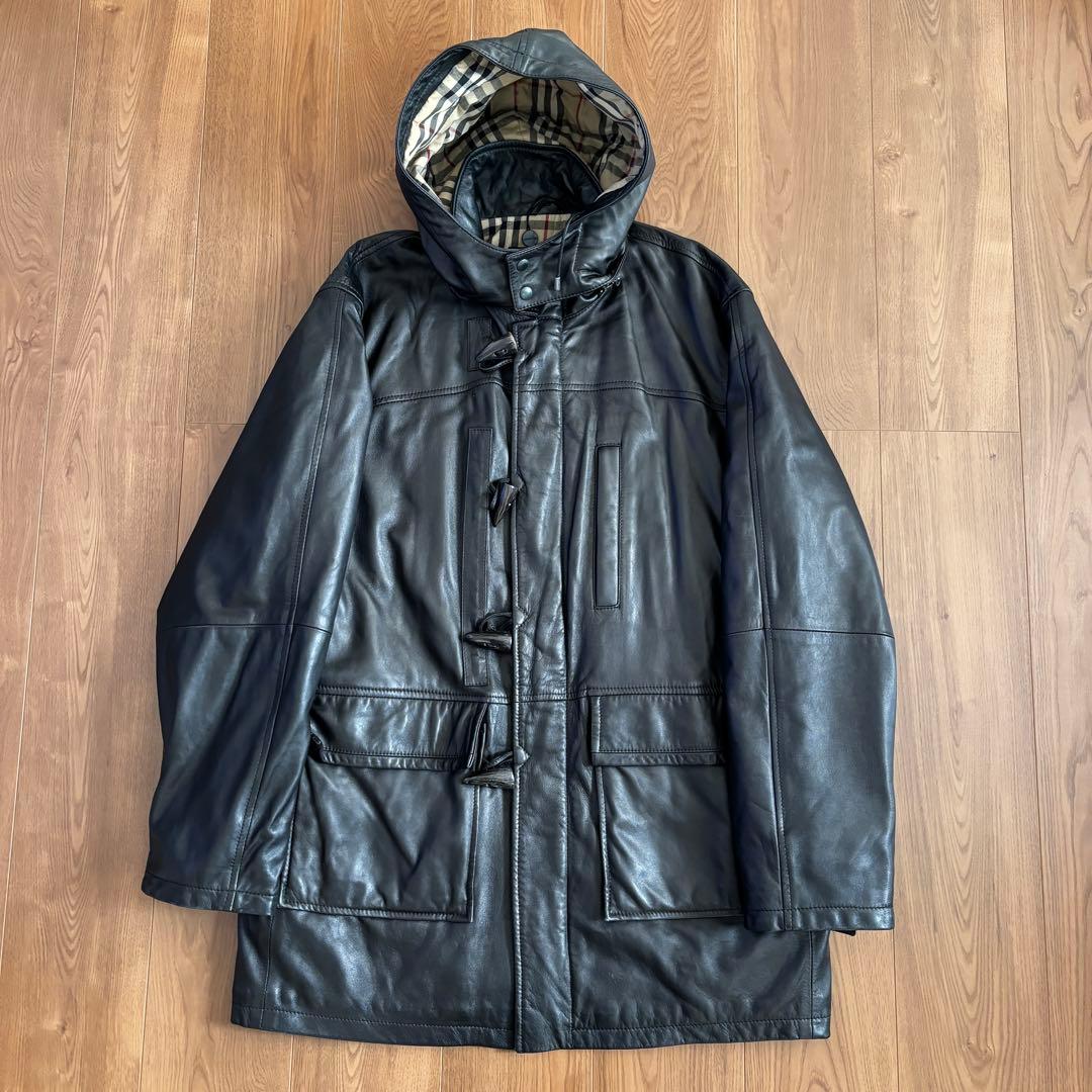 美品 BURBERRY LONDON イタリア製 レザー ダッフルコー