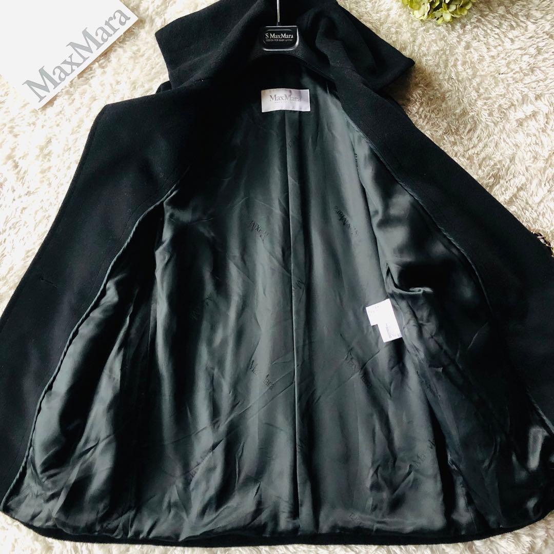 美品✨マックスマーラ カシミヤ混コート ビッグカラー 白タグ ブラック 40