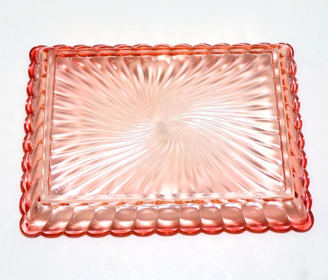 オールド・バカラ 激レア大型トレー 刻印有 バンブーローズ 美品アンティーク 赤