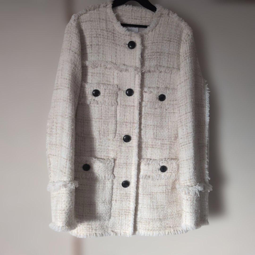 クラネ　ノーカラーツィードジャケット