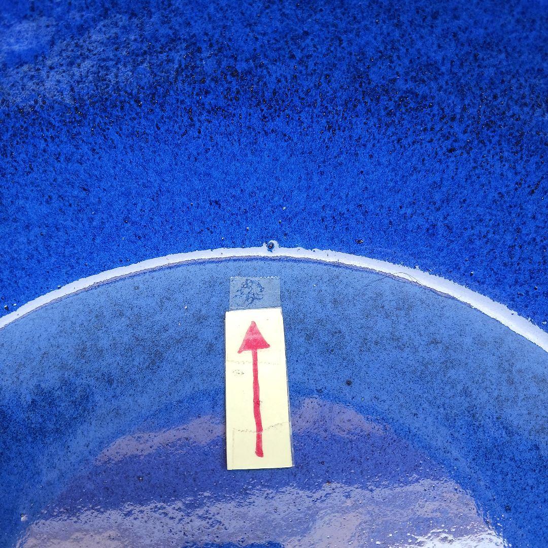 新品　∅50　特大　陶器　睡蓮鉢　手造り　メダカ鉢　難有　ラピスブルー　青LDB