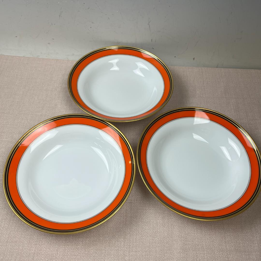 43 リチャード ジノリ オレンジ系 金彩縁 オーバル スープ皿 5枚セット