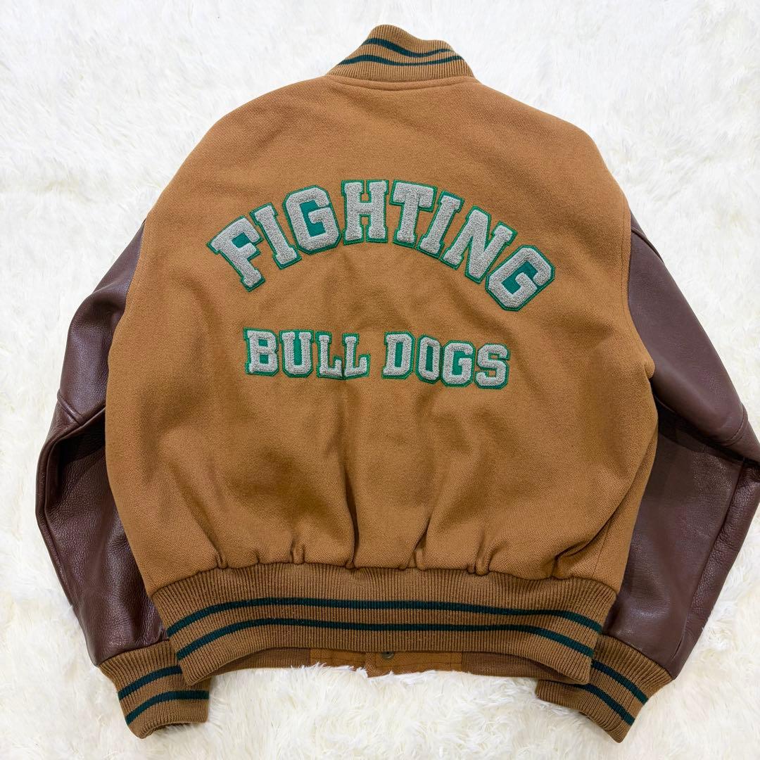 J.PRESS スタジャン 袖レザー ワッペン 裏地キルティング ブラウン L