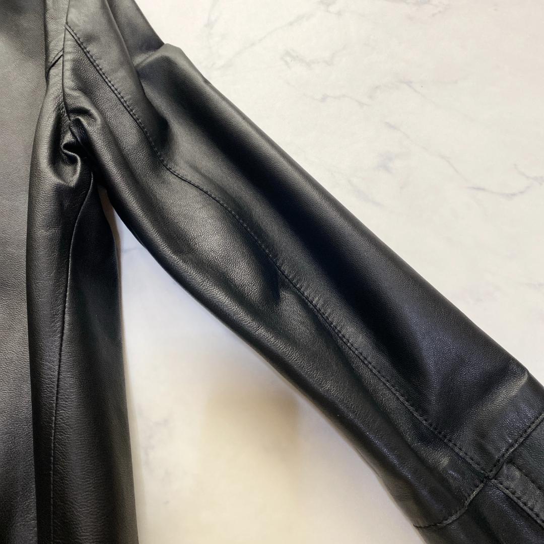 23区 シープレザージャケット ノーカラー 黒 38