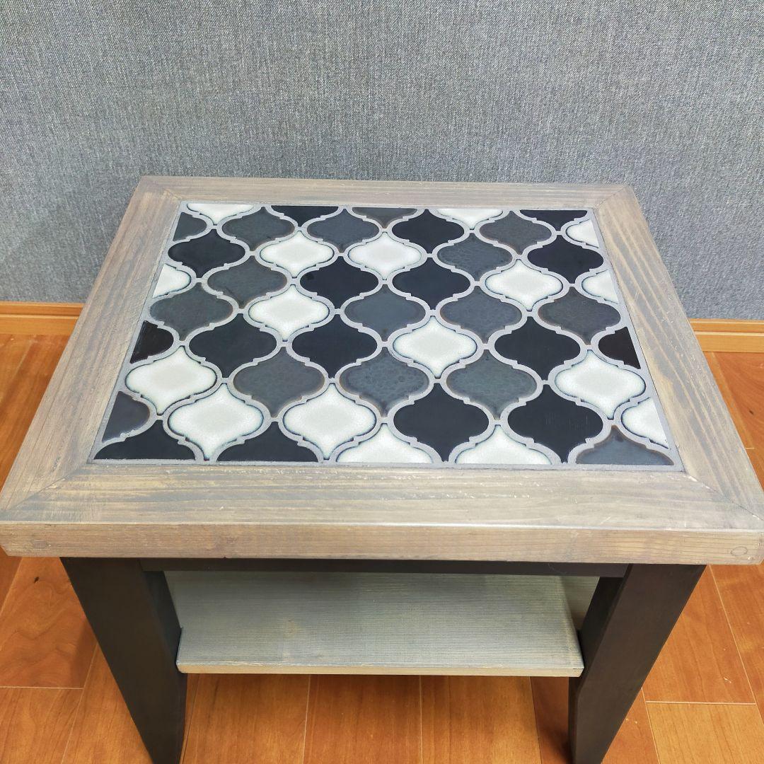 【新作】オシャレなランタンタイルの木製サイドテーブル ★ソファーに★ローテーブル