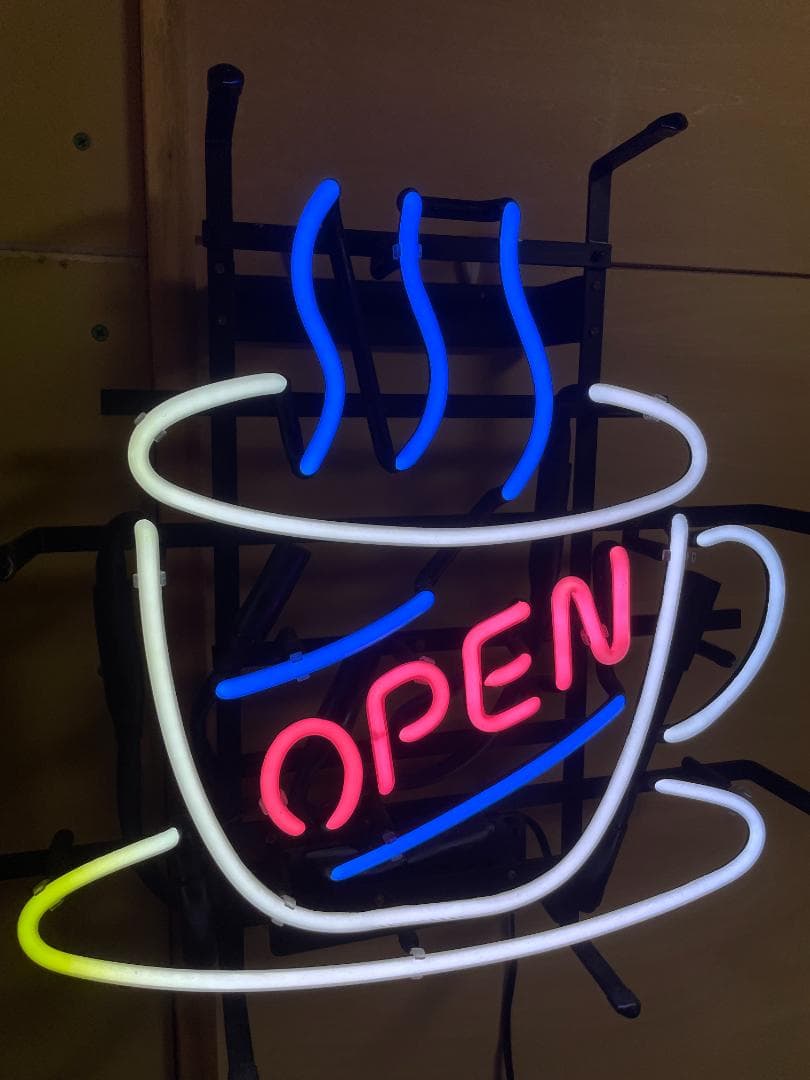 【期間限定特別価格】アメリカンネオンサイン コーヒーカップ OPEN ネオン管