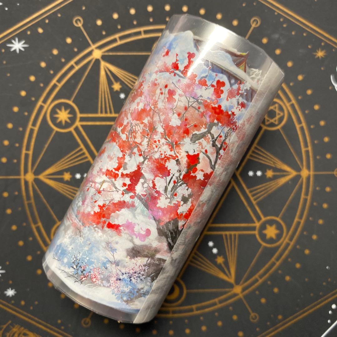 【9394】海外　マステ　5m巻　PETマスキングテープ　梅　雪景色　古風背景系