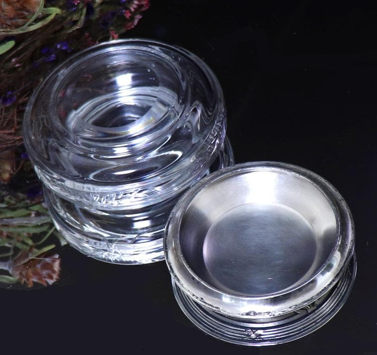 オールド・バカラ×クリストフル 銀装飾 大型蓋物 コラボ アンティーク 小物入れ