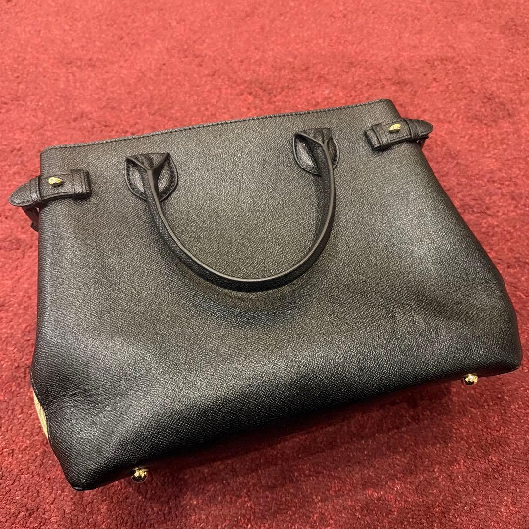 【最終値下げ】バーバリー レザー トートバッグ ブラック ノバチェック