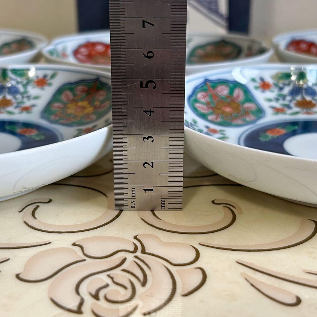 有田焼　賞美堂　其泉窯　染錦　中皿揃　5枚　銘々皿　輪花皿　色絵　金彩古伊万里