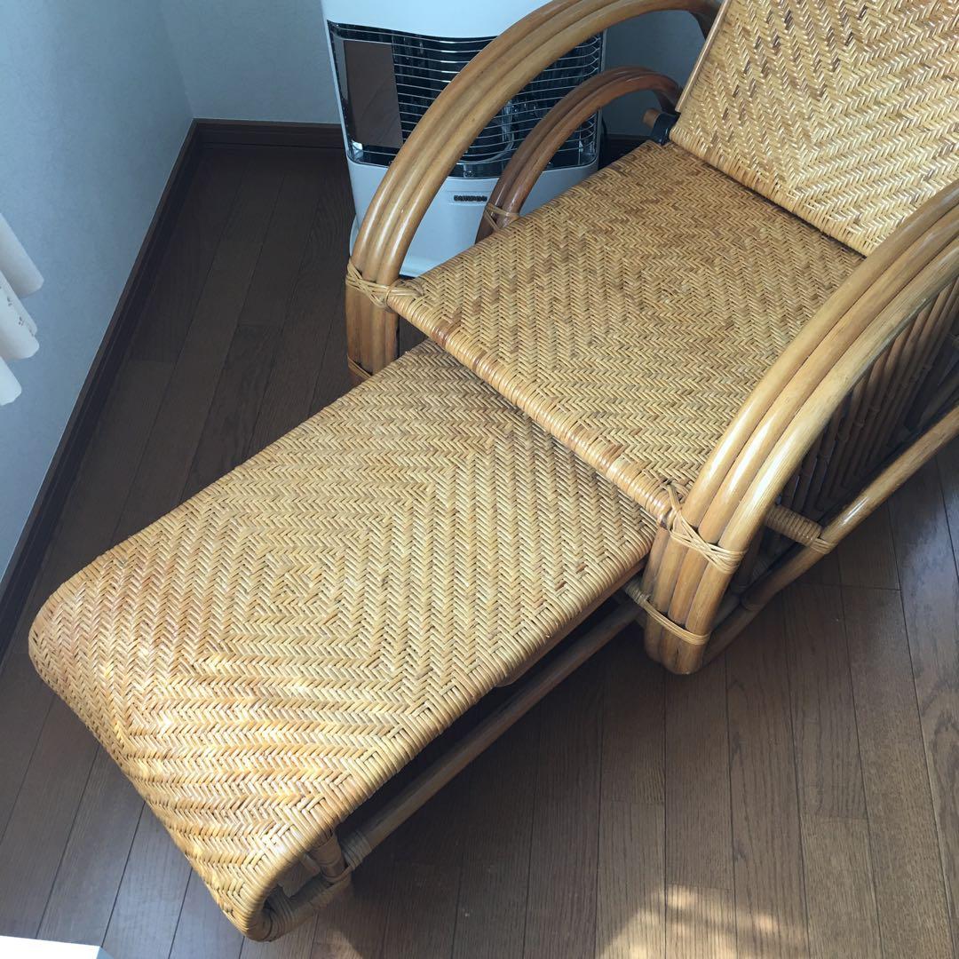 ラタン　籐　寝椅子　リクライニングチェア　折りたたみ　ソファ