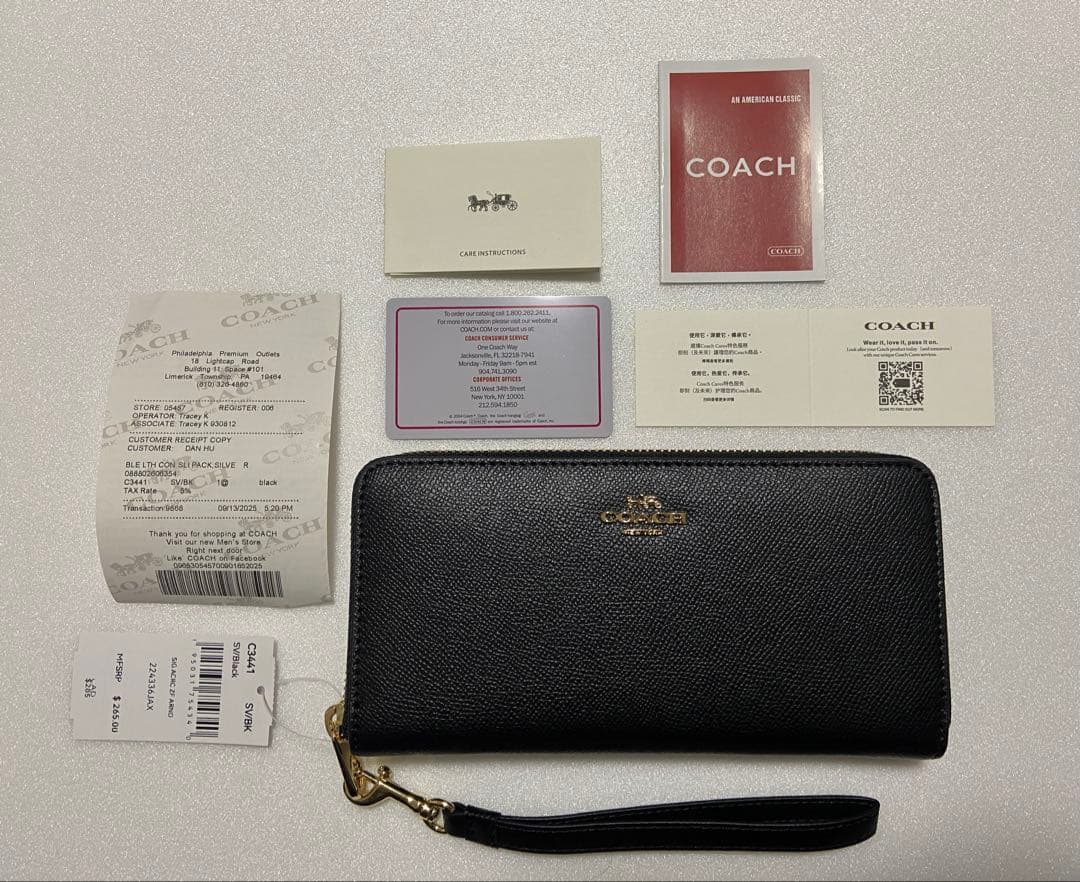 【新品未使用】COACH コーチ 長財布　黒　ラウンドジップ　C3441