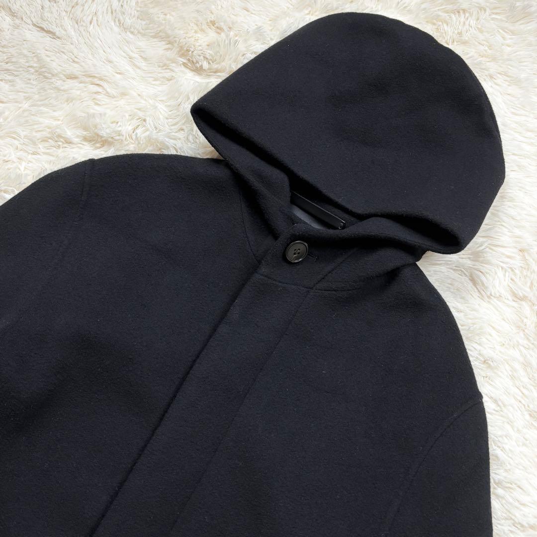 極美品 干場着用 セオリー カシミヤ混 ロングコート フード 黒 近年 M相当