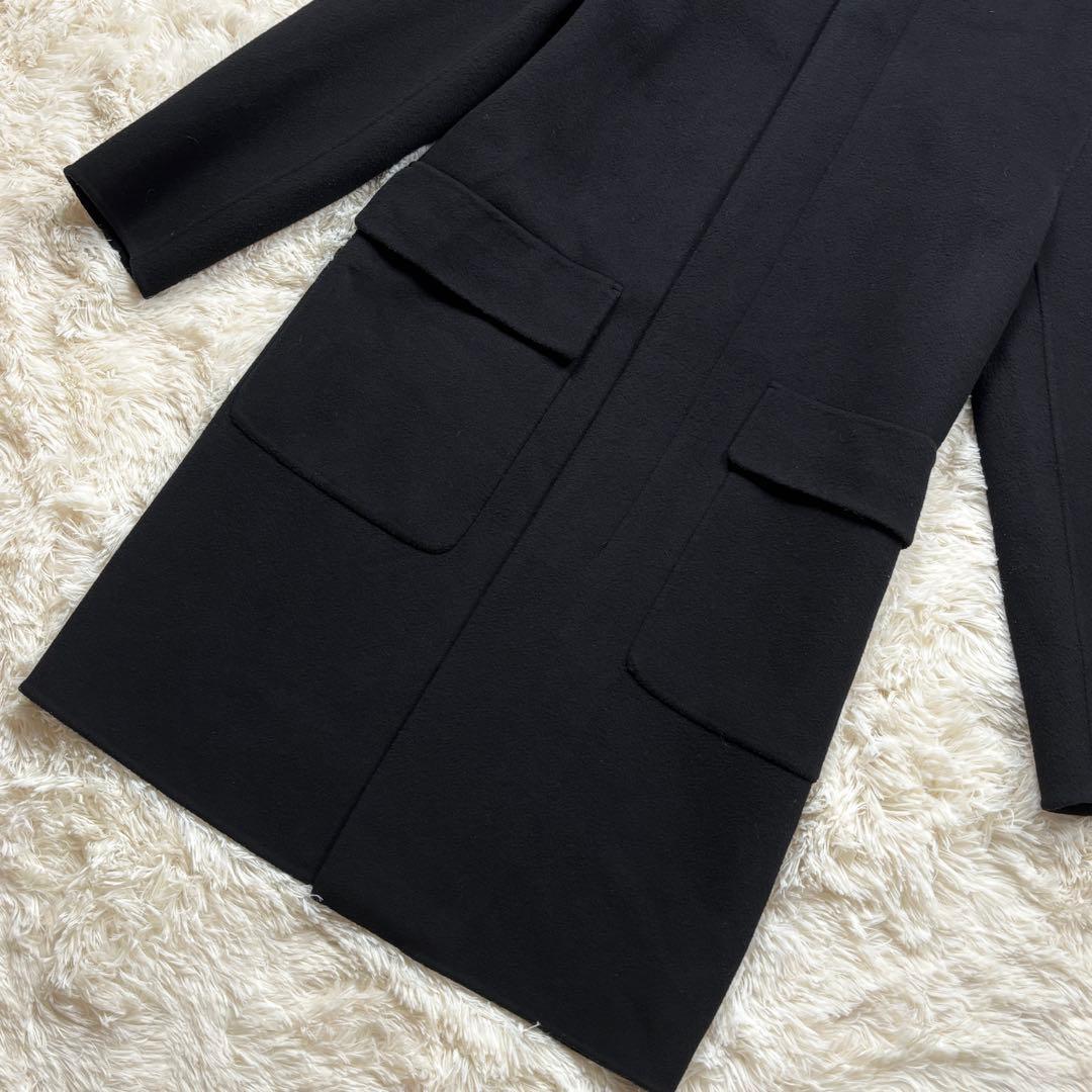 極美品 干場着用 セオリー カシミヤ混 ロングコート フード 黒 近年 M相当