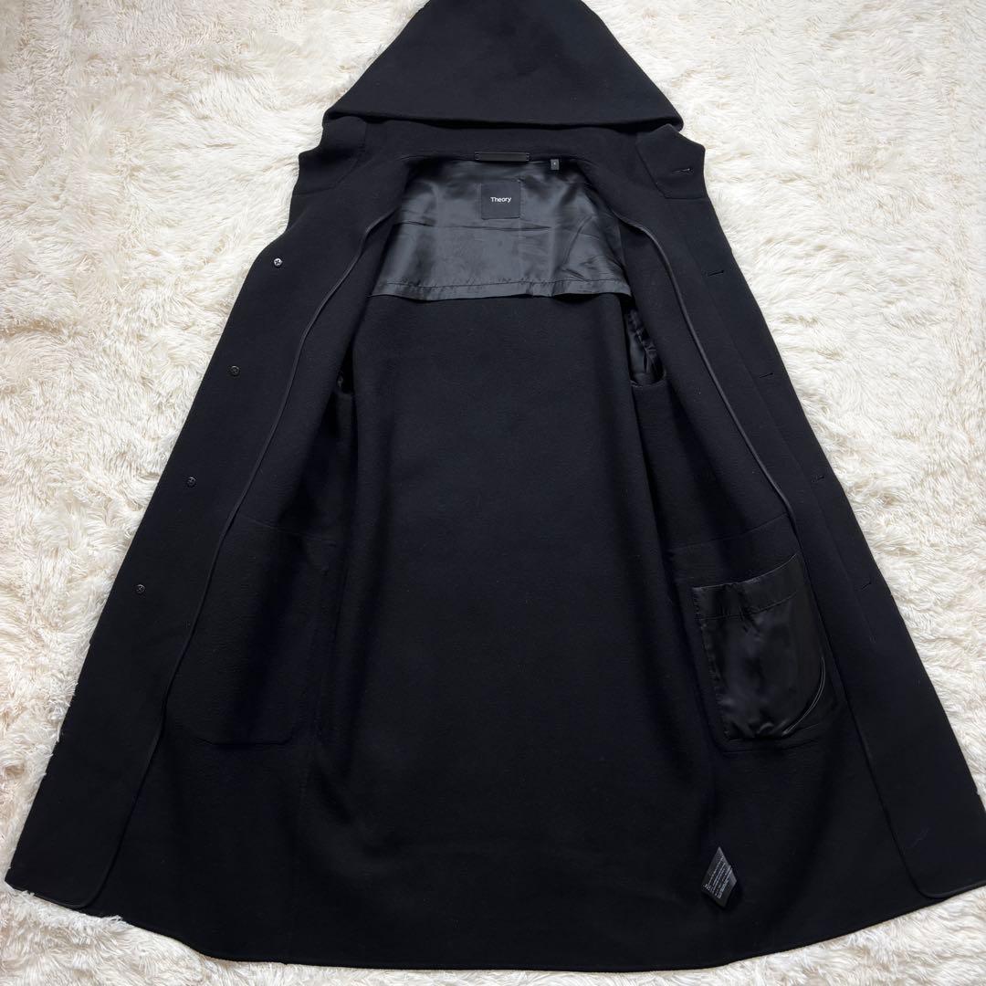 極美品 干場着用 セオリー カシミヤ混 ロングコート フード 黒 近年 M相当