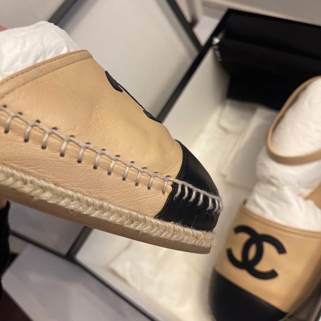 CHANEL エスパドリーユ ベージュ/黒