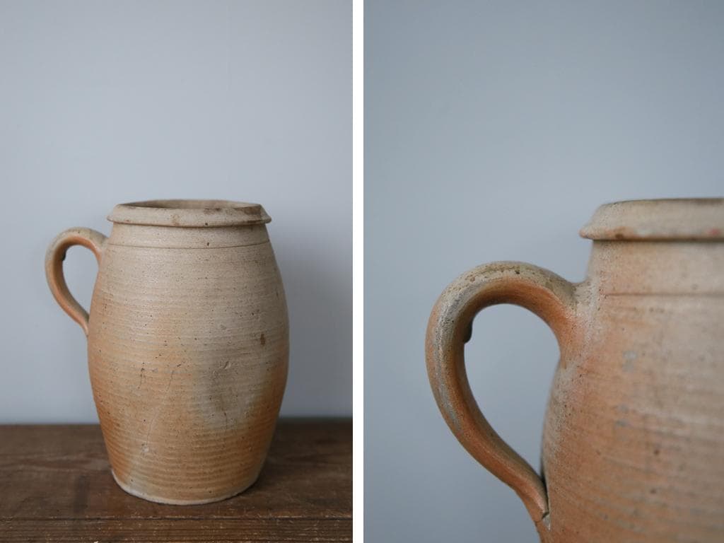 フランスアンティーク陶器ボトル/土器/花瓶/花器フラワーべース(92-149-2