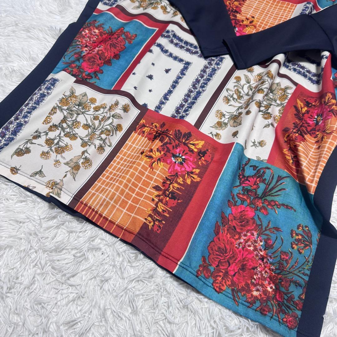 25年 極上美品 BEARDSLEY スカーフパッチワークプリントワンピース