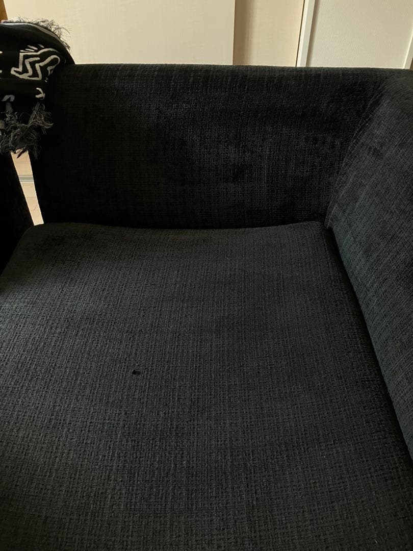 奥行深め！94センチ　ブラック　ソファー　ベッド　ファブリック L字ソファー