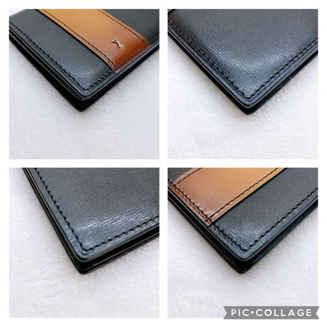✨美品✨yuhaku ユハク カードケース 名刺入れ　オレンジ　レザー　ブラック