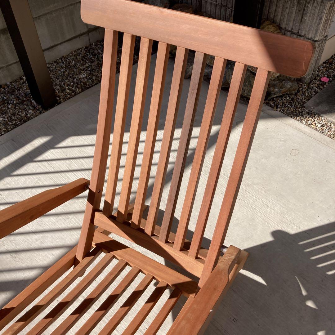 イス　椅子　木製　デッキチェア　ガーデンチェア　アンティーク　折りたたみ式