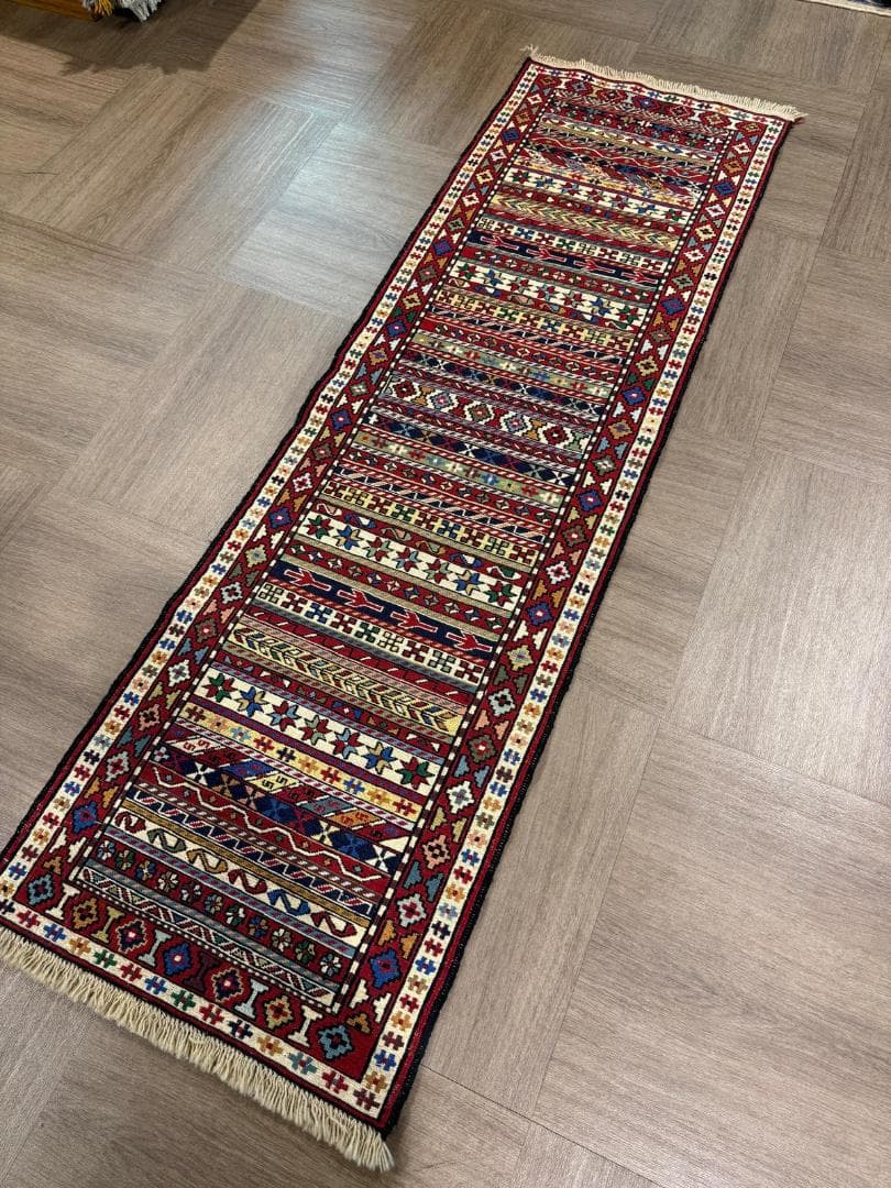 手織り アゼルバイジャン スマック キリム ランナー 192x59cm ペルシャ