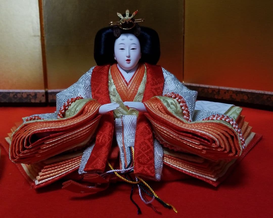 雛人形　平安道翠作親王　正絹袋帯輪奈唐織