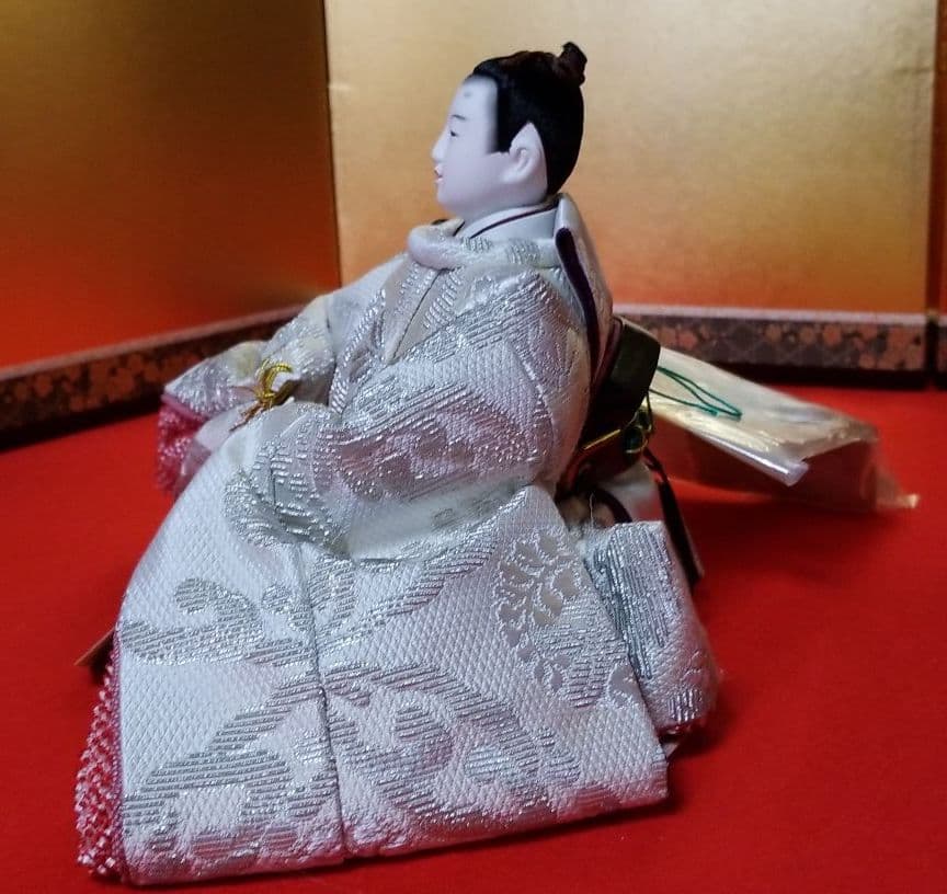 雛人形　平安道翠作親王　正絹袋帯輪奈唐織