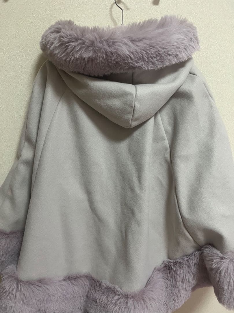 MARS薄紫のリボン付きケープコート