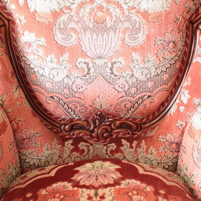 イタリア製 シングルソファ 金華山織 猫脚 アンティーク風 222-1004