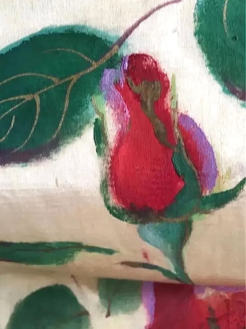 Antique Kimono 薔薇手描き 絵画的 圧倒的迫力 繻子正絹名古屋帯