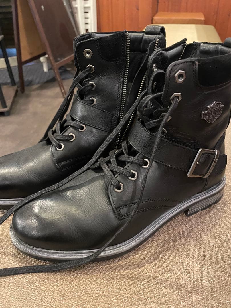 Harley-Davidson 黒ブーツ ジッパー付き　ハーレーダビッドソン
