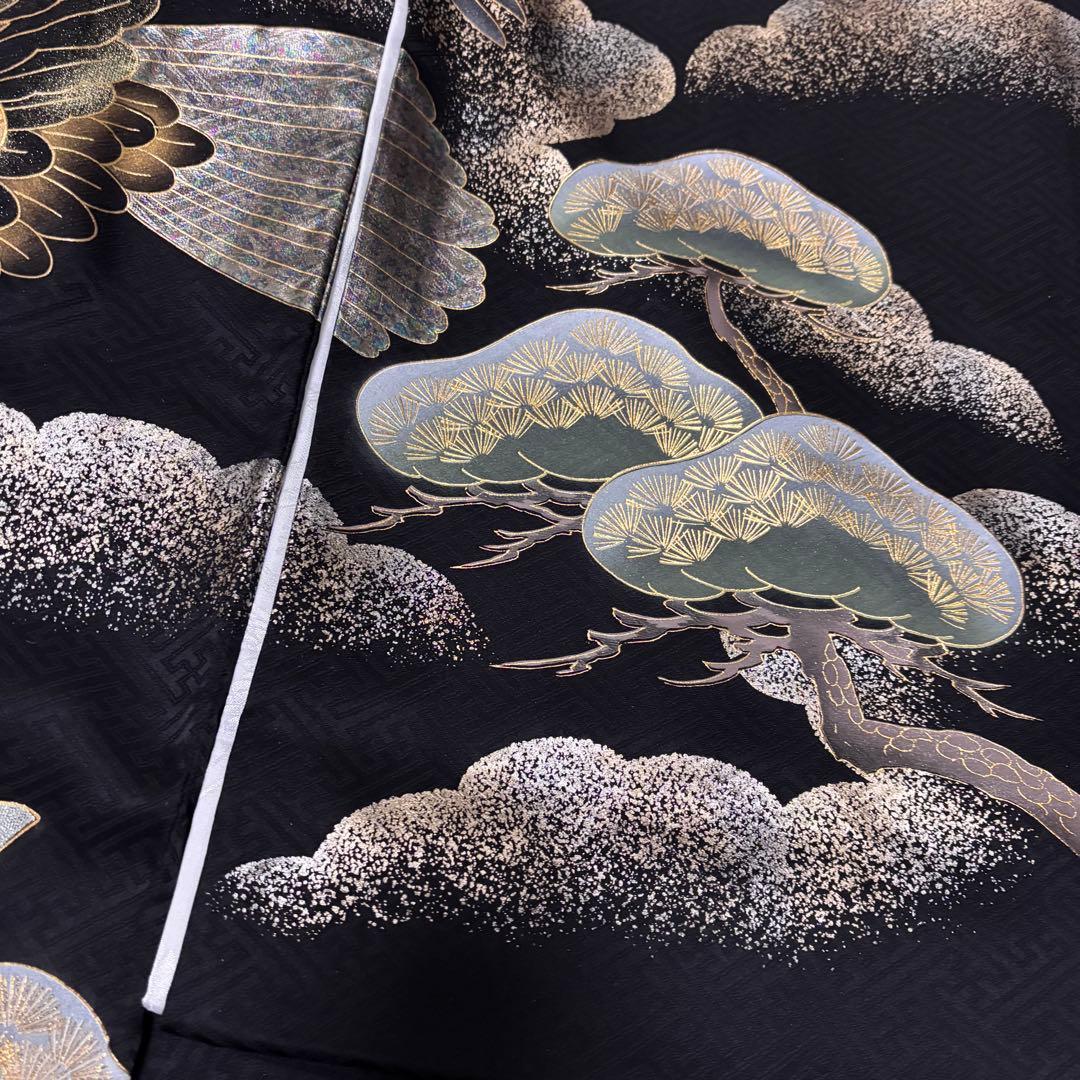 《新品 日本製 》漆黒 豪華爛漫金箔技法 お宮参り 産着 祝着 新品たとう紙付