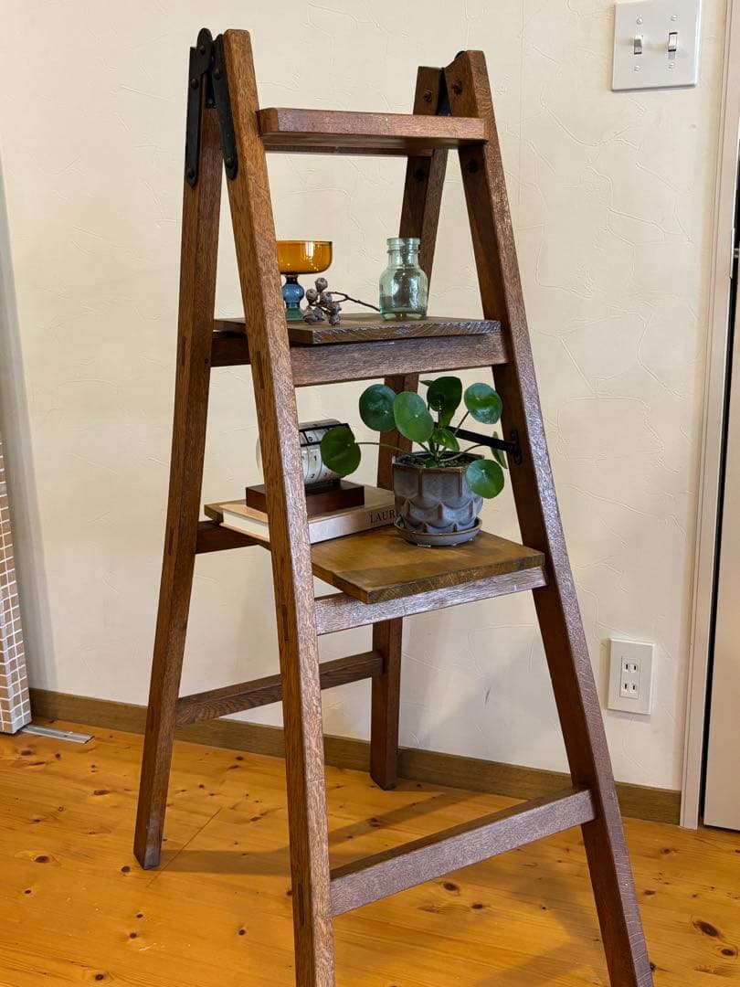 アンティーク木製ラダー脚立ディスプレイ棚