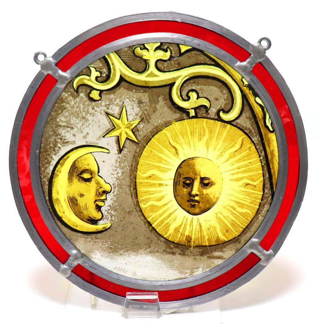 太陽&月&星 ヴィンテージ ステンドグラス 激レア ダブルリム製 メトロポリタン