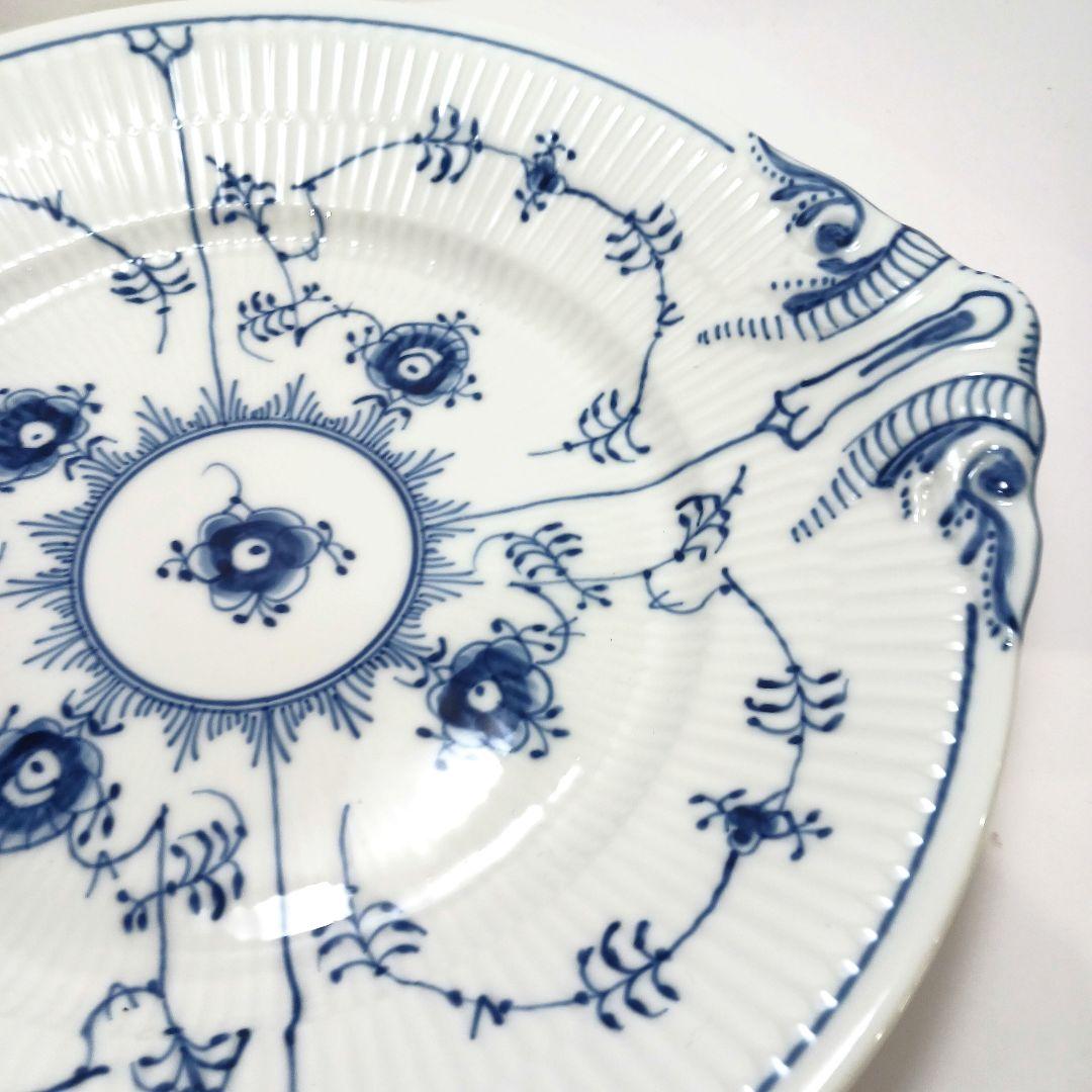 Y3223-1 ロイヤルコペンハーゲン ブルーフルーテッド 大皿 耳付　QQQ